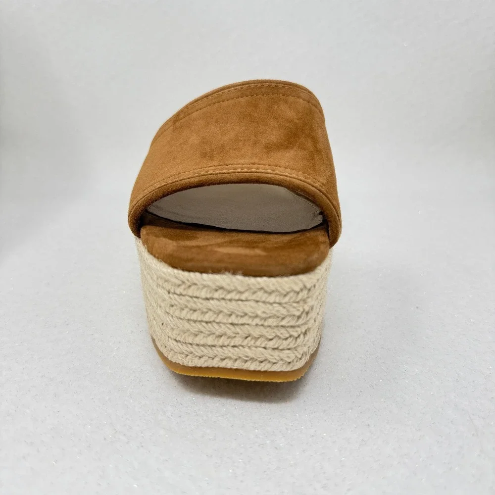 Veronica Beard Brown Suede Gable Espadrille Platform Wedge Sandal-Size 9
